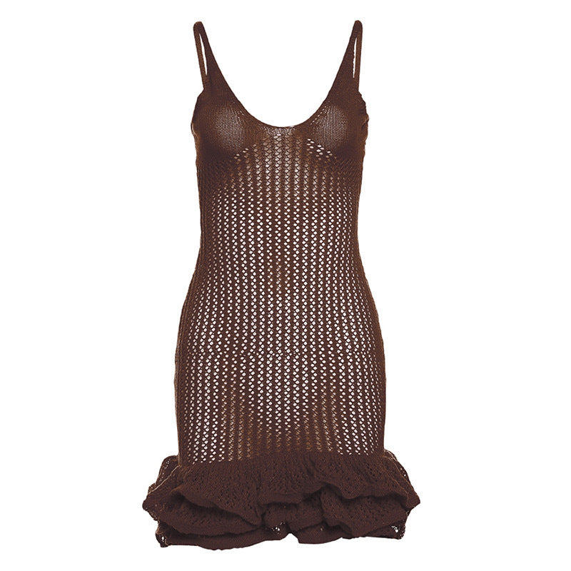 Damen Strickkleid mit Rüschendetails Drune