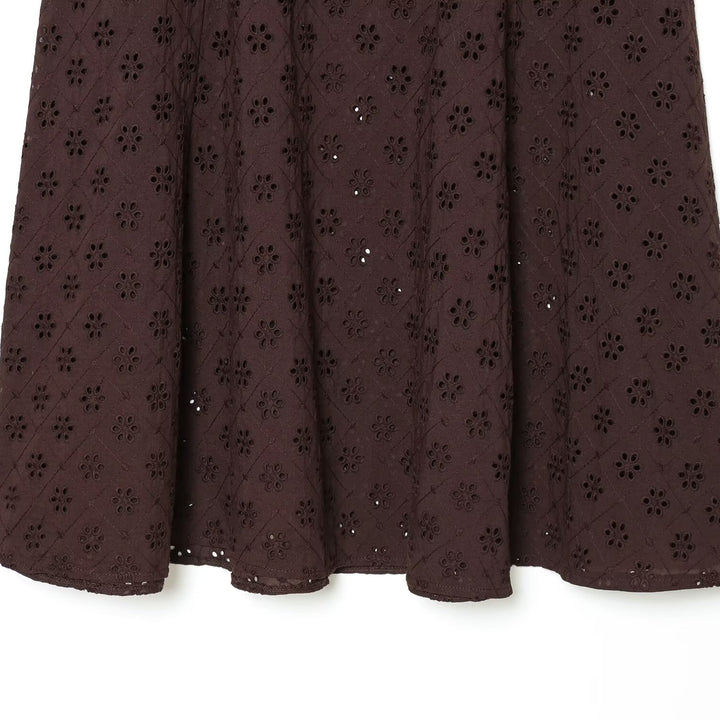 Damen Midirock mit feiner Lochstickerei Drune