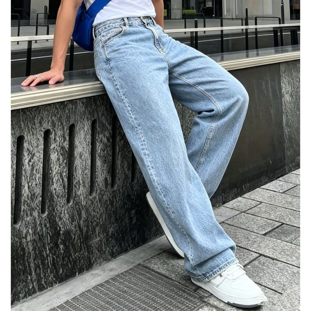 Damen Modische Weit Geschnittene Jeans Drune
