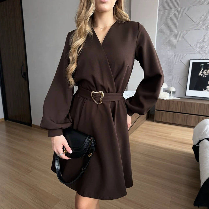 Damen Wickelkleid mit tailliertem Herzgürtel und voluminösem Swing-Rock Drune