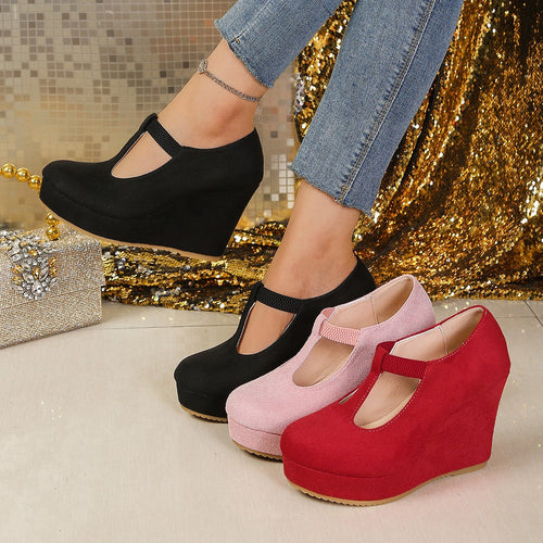 Damen Wedge-Pantoletten mit modischem T-Design Drune