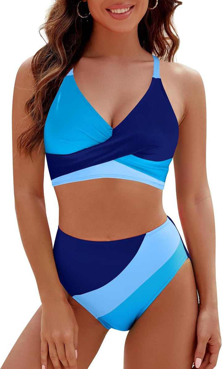 Damen Sportlicher Bikini-Set mit modernem Wickeldesign Drune