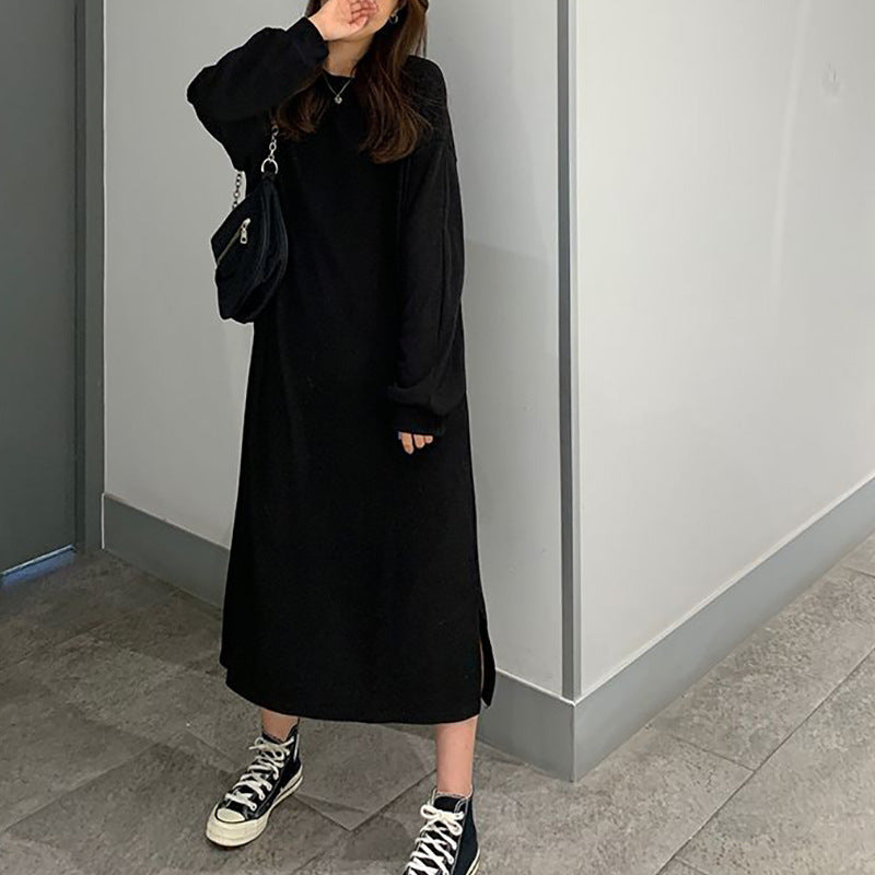 Damen Elegantes Maxikleid mit langen Ärmeln und strukturiertem Design Drune