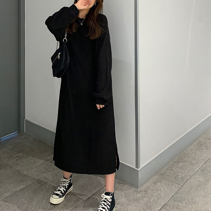 Damen Elegantes Maxikleid mit langen Ärmeln und strukturiertem Design Drune