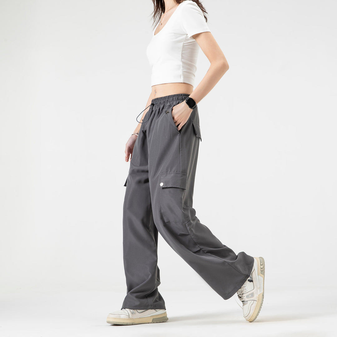 Damen Baggy-Cargo-Hose mit Tunnelzugbund, großen Klappentaschen und verstellbarem Saum Drune