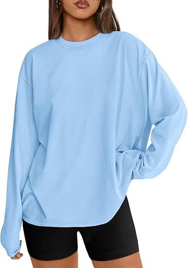Damen Oversize-Sweatshirt mit Rundhalsausschnitt und verlängertem Saum Drune