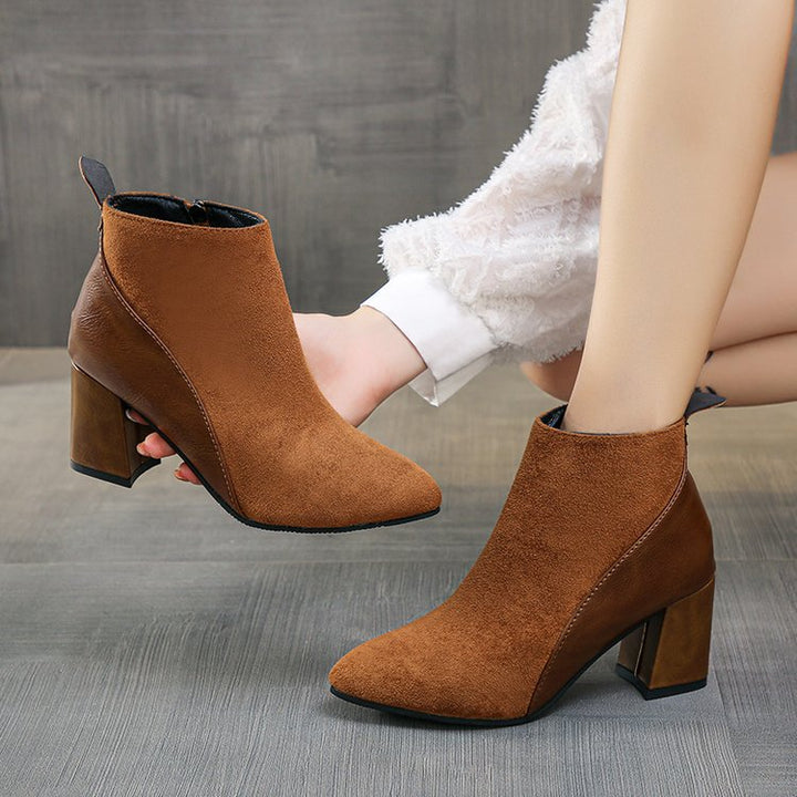 Damen modische und elegante Ankle-Boots mit trendigem Blockabsatz Drune