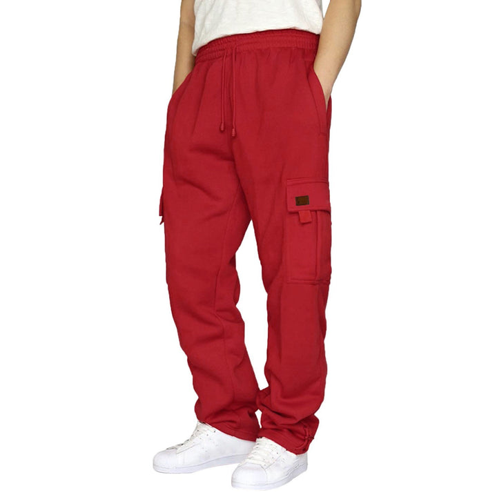 Herren nan konisch zulaufende Sweat-Cargohose mit elastischem Bund, Kordelzug und Klappentaschen Drune