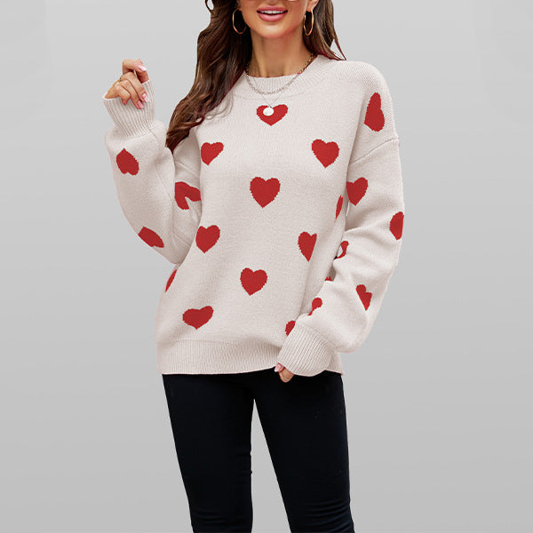 Damen Herzmuster Pullover Drune