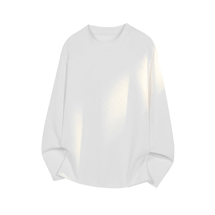 Herren Strukturiertes Langarmshirt mit Stehkragen und geometrischem Reliefmuster Drune