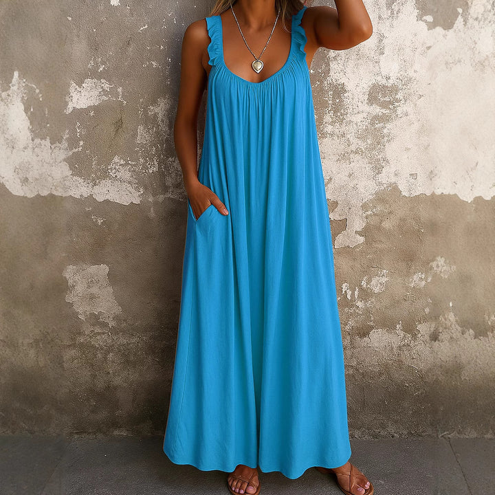 Damen Maxi-Kleid mit trägerloser Passform und luftiger Silhouette Drune