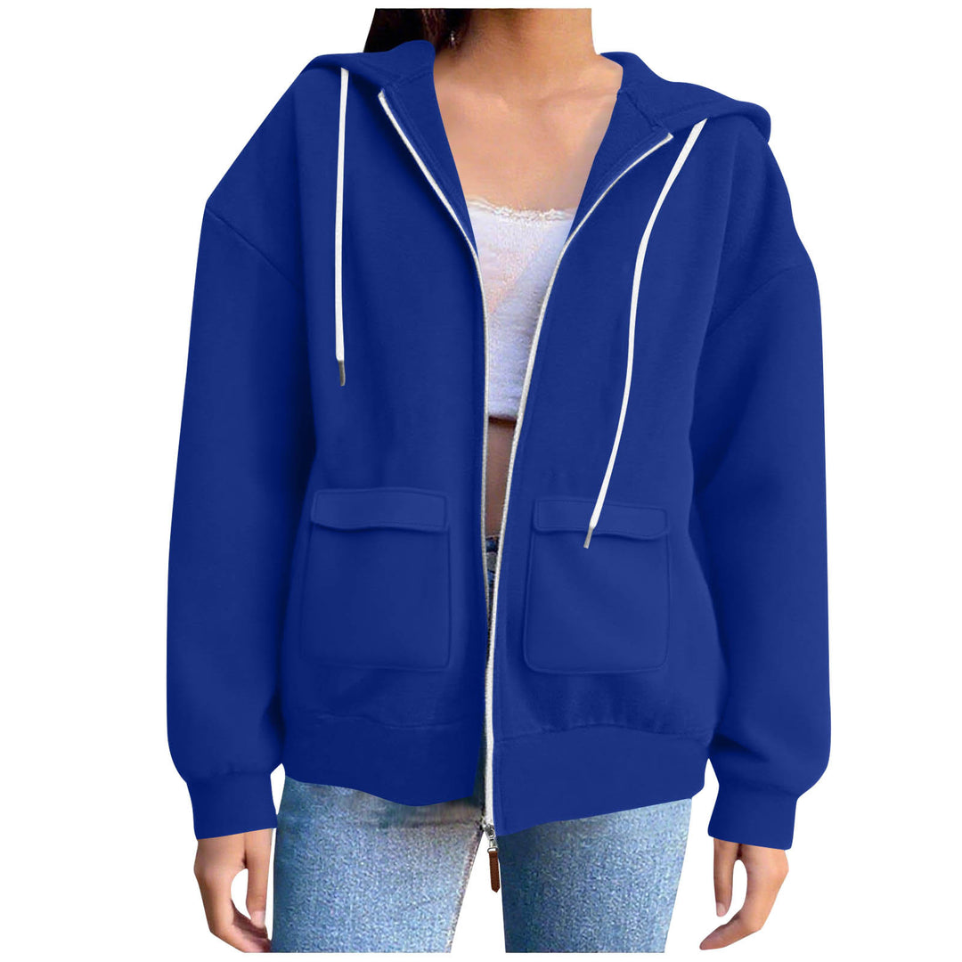 Damen lässige Kapuzenjacke mit großen Taschen Drune