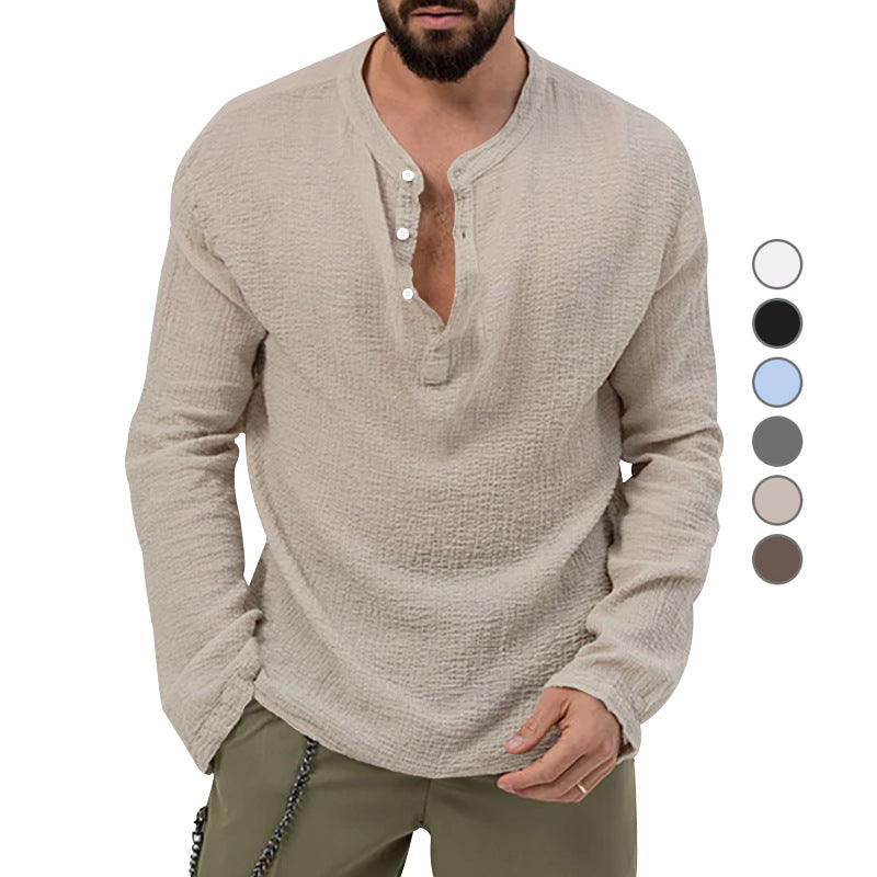 Herren Langarmshirt mit Knopfleiste Drune