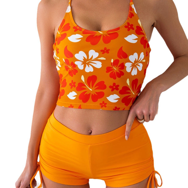 Damen Bade-Top mit floralem Design und hochgeschnittenen Shorts Drune