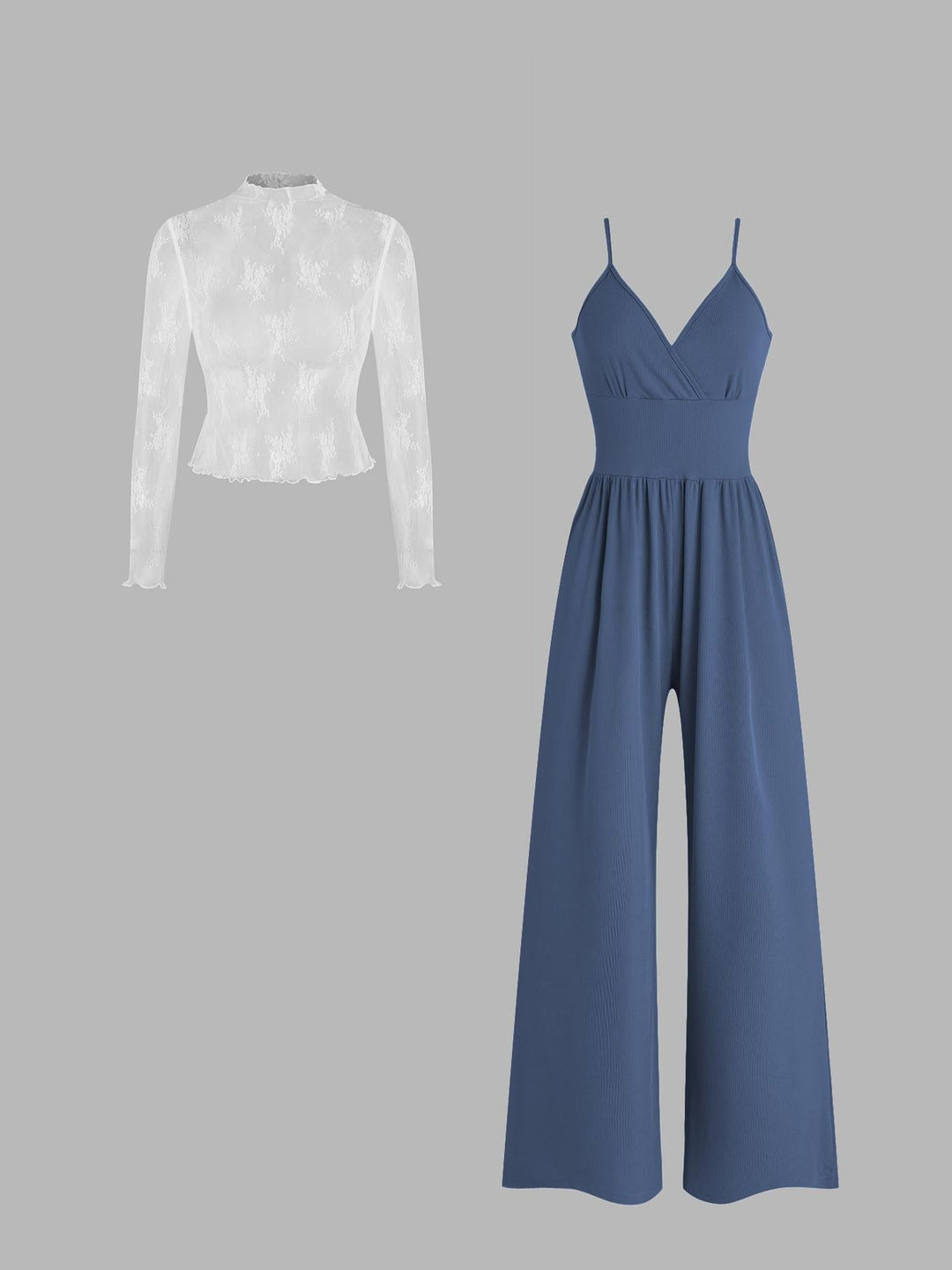 Damen elegantes und figurbetontes Jumpsuit-Set Drune