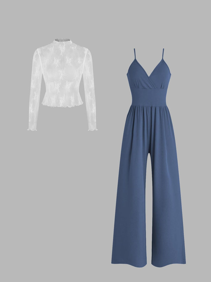 Damen elegantes und figurbetontes Jumpsuit-Set Drune