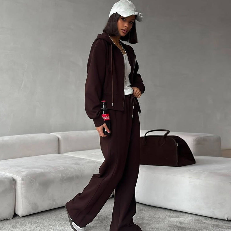 Damen lässiges Set aus cropped Hoodie und weitem Jogginghose Drune