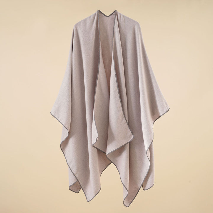 Damen Eleganter Wickelp Poncho aus weichem Wollmix Drune