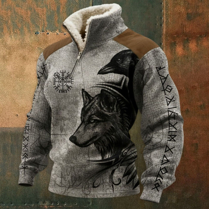 Herren Urbaner Fleece Pullover mit Baum-Motiv Drune