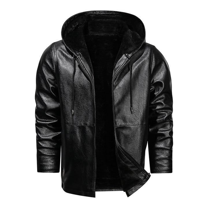 Herren Kapuzen-Lederoptikblouson mit wärmender Teddyfutter‑Innenlage Drune