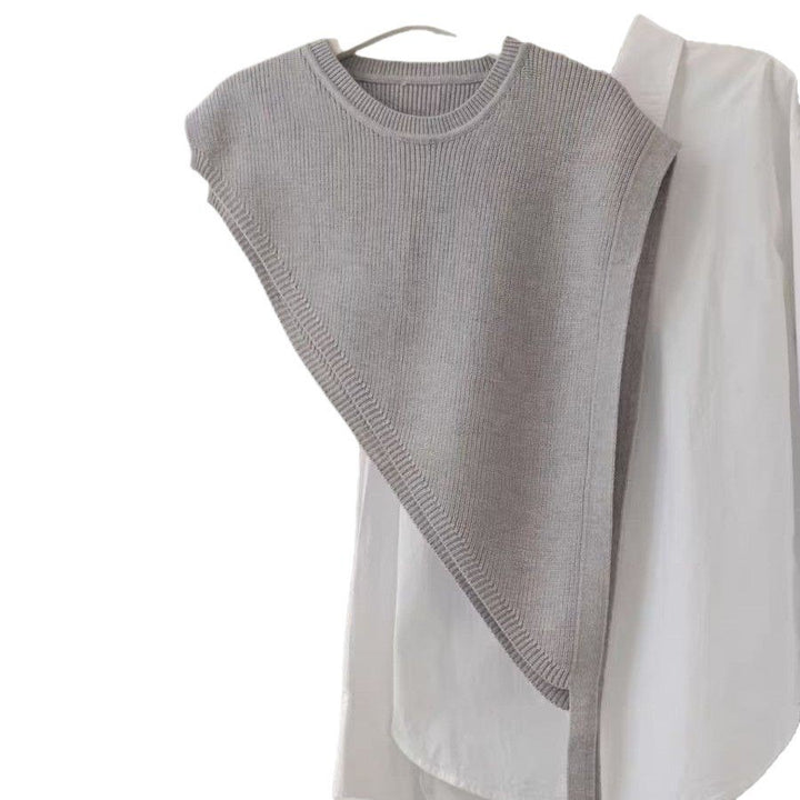 Drune | Poncho Weiches Strickmaterial Lockere Passform Knopföffnung Gerippte Kanten