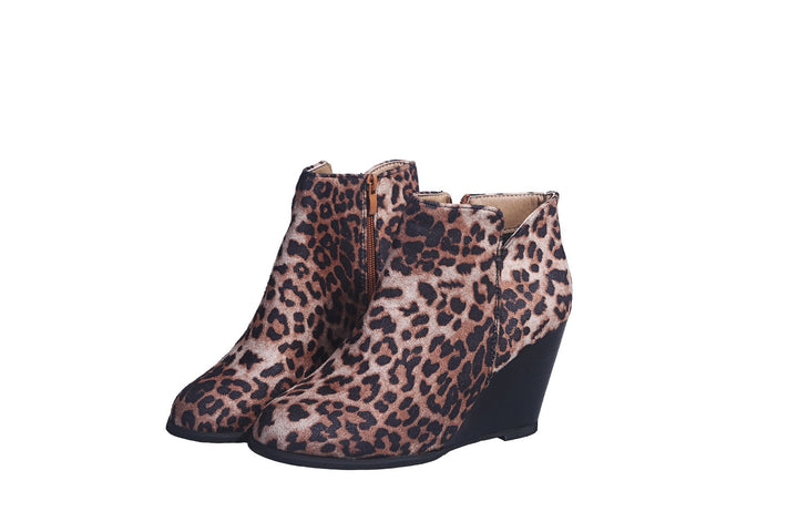 Damen knöchelhohe Keilabsatz‑Stiefelette mit seitlichem Reißverschluss Drune