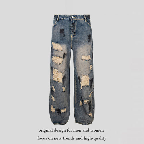 Damen Weite Destroyed-Jeans mit hohem Bund, Used‑Wash und Ballonsaum Drune