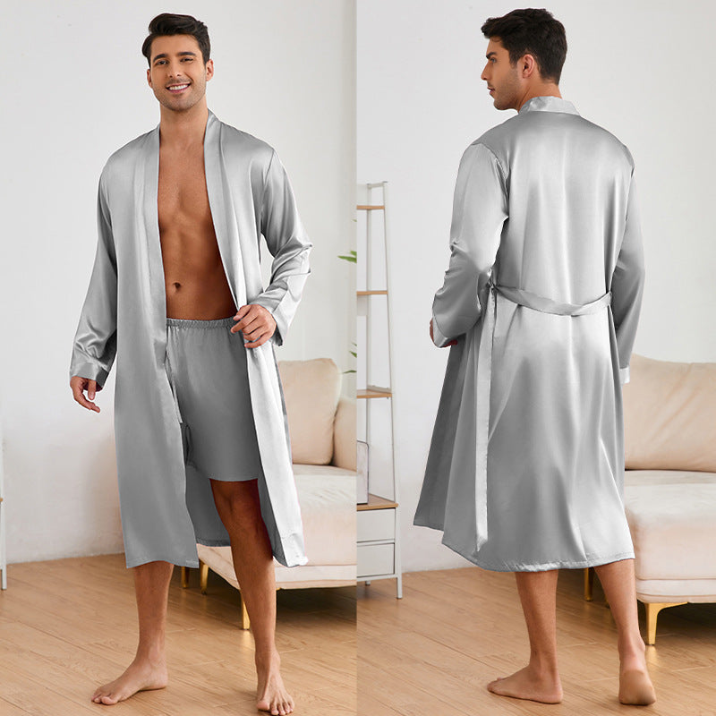 Herren Satin Morgenmantel mit luxuriösem Finish und praktischen Taschen Drune