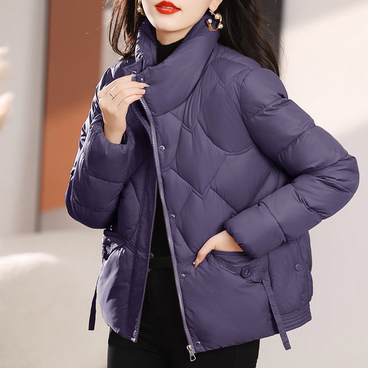 Damen Kurze Steppjacke mit Kapuze und praktischen Taschen Drune