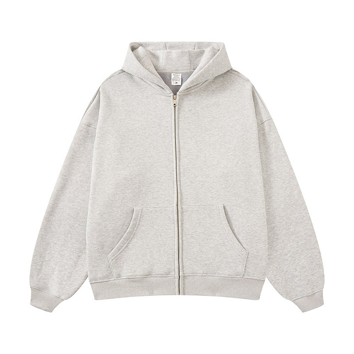 Unisex nan Kapuzen-Sweatjacke mit durchgehendem Reißverschluss, oversized Passform und Kängurutaschen Drune