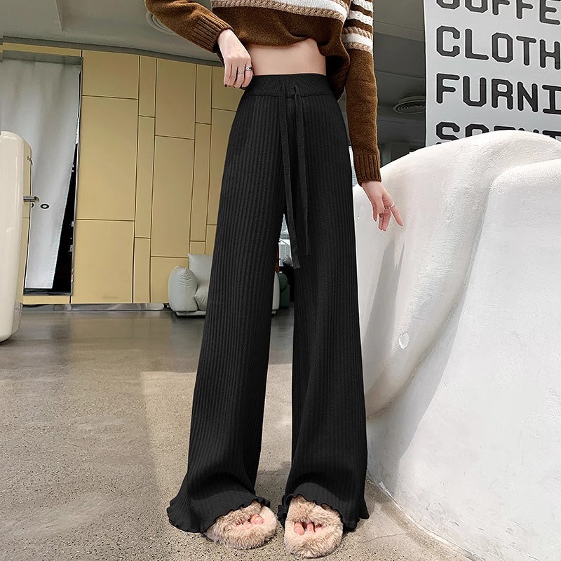 Damen Weit geschnittene Rippstrick-Hose Drune