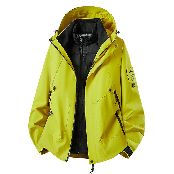 Herren Zwei-in-eins Wetterschutzjacke mit abnehmbarer Steppweste und verstellbarer Kapuze Drune