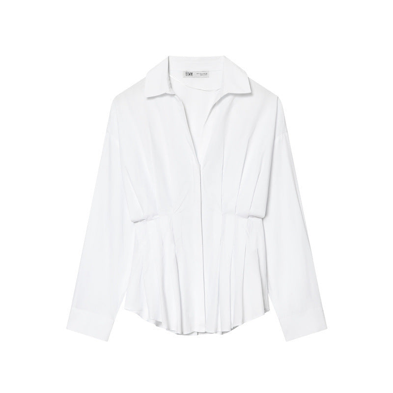 Damen 40+ taillierte gestreifte Hemdbluse mit Wickeloptik und Kentkragen Drune