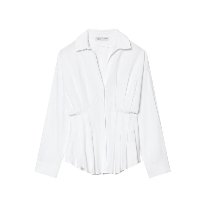 Damen 40+ taillierte gestreifte Hemdbluse mit Wickeloptik und Kentkragen Drune