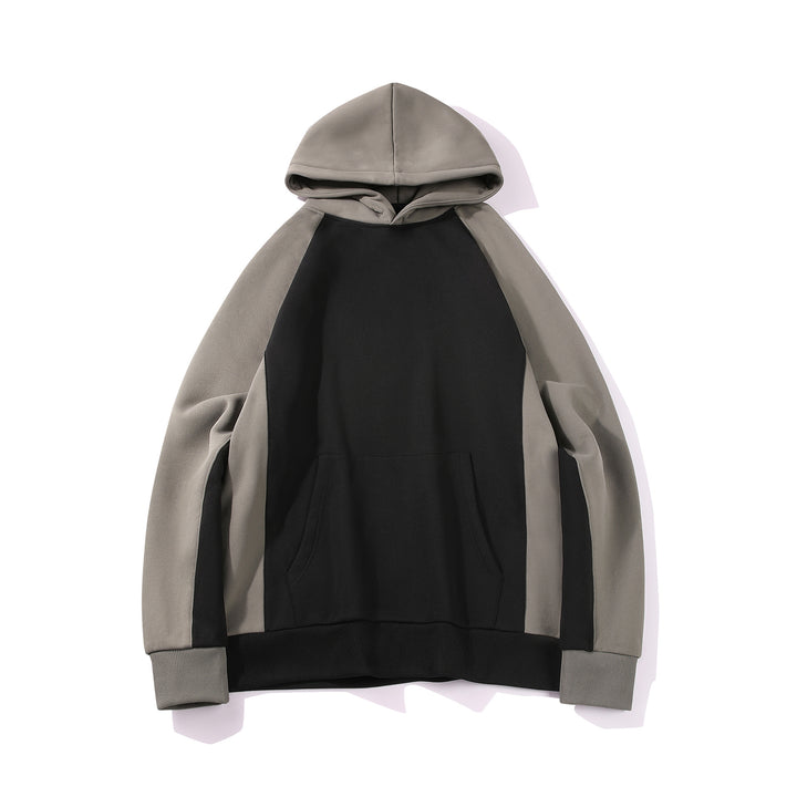 Herren Kapuzenpullover im Colourblock-Design mit Raglanärmeln, Kängurutasche und geripptem Saum Drune