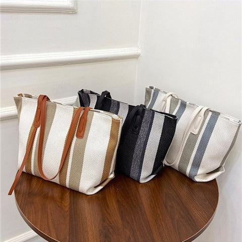 Damen Shopper-Tasche mit modernen Streifen und vielseitigem Innenraum Drune