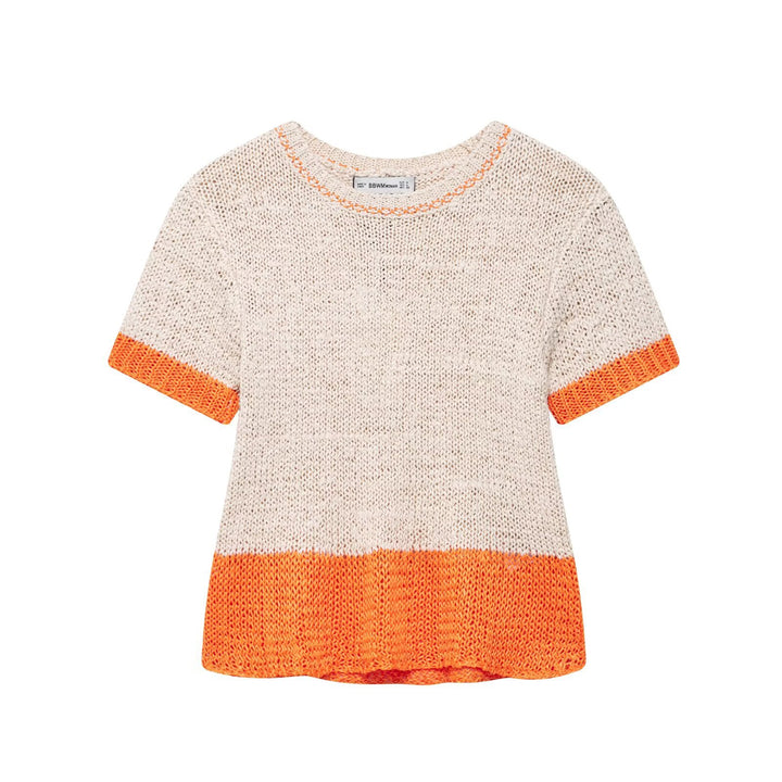 Damen Stricktop mit kontrastierenden Farbakzenten und lockerer Passform Drune