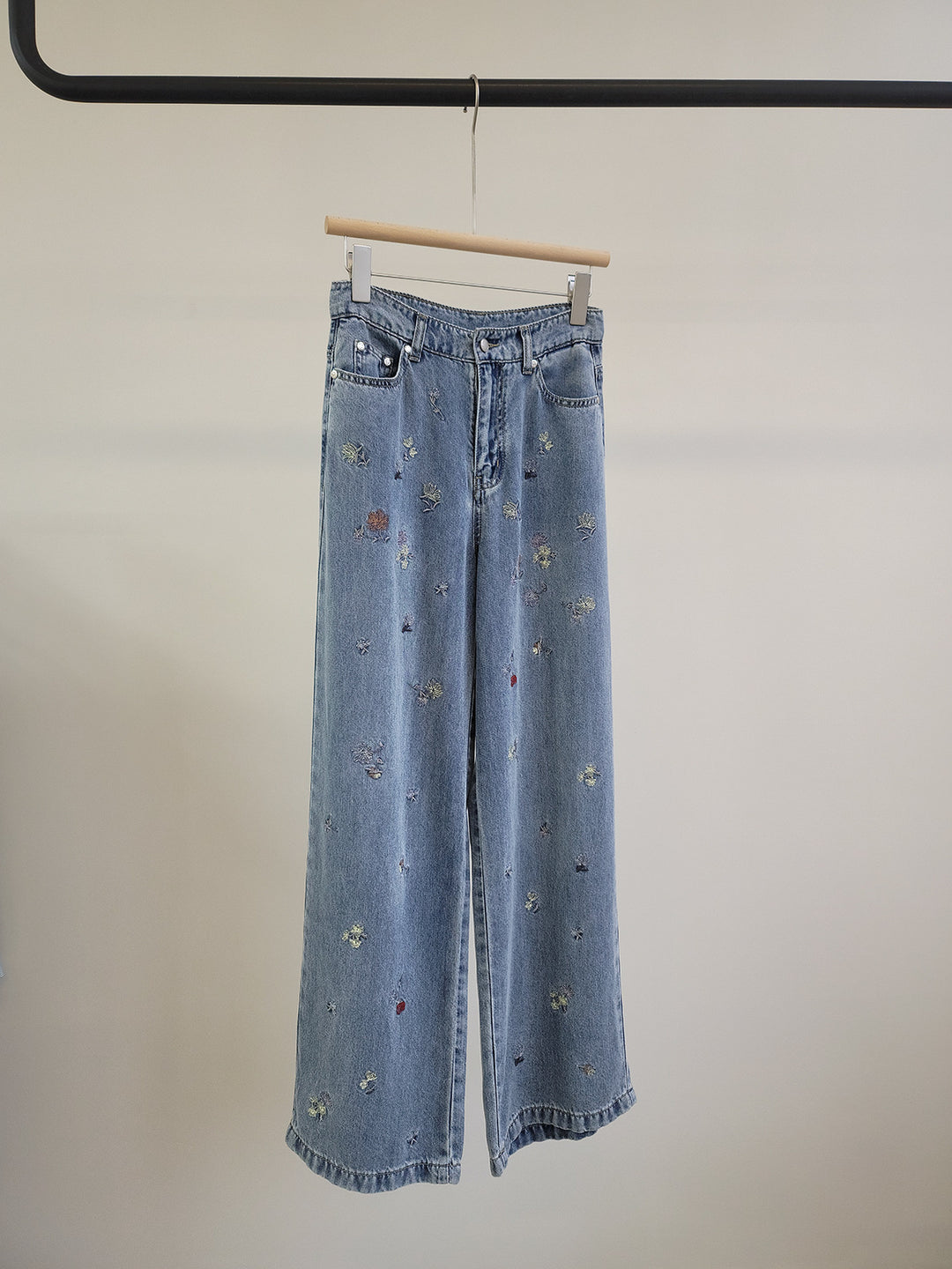 Frauen Bestickte Weite Jeanshose Drune