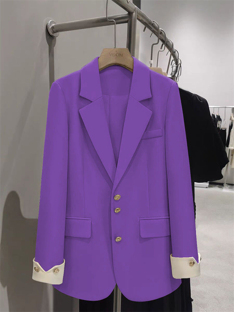 Damen Eleganter Blazer mit goldenen Knopfdetails Drune