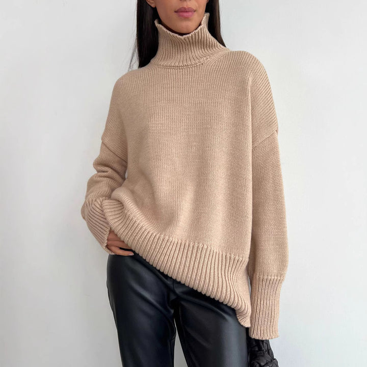 Damen Kuscheliger Rollkragenpullover aus hochwertiger Baumwollmischung mit lockerer Passform Drune