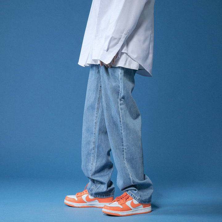 Herren lockere Denim-Jeans im Vintage-Stil mit hoher Taille Drune