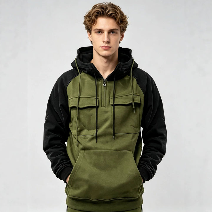 Herren Sportlicher Kapuzenpullover mit Funktionalen Taschen