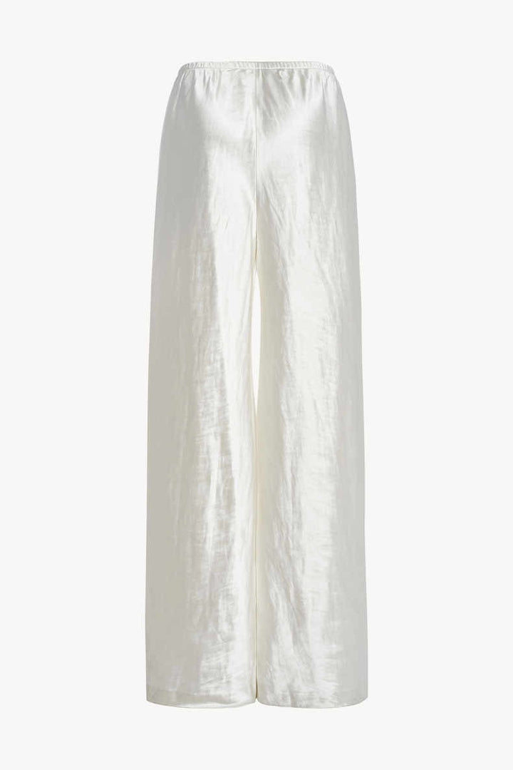 Damen Elegante und fließende Hochbundhose aus hochwertigem Satin Drune