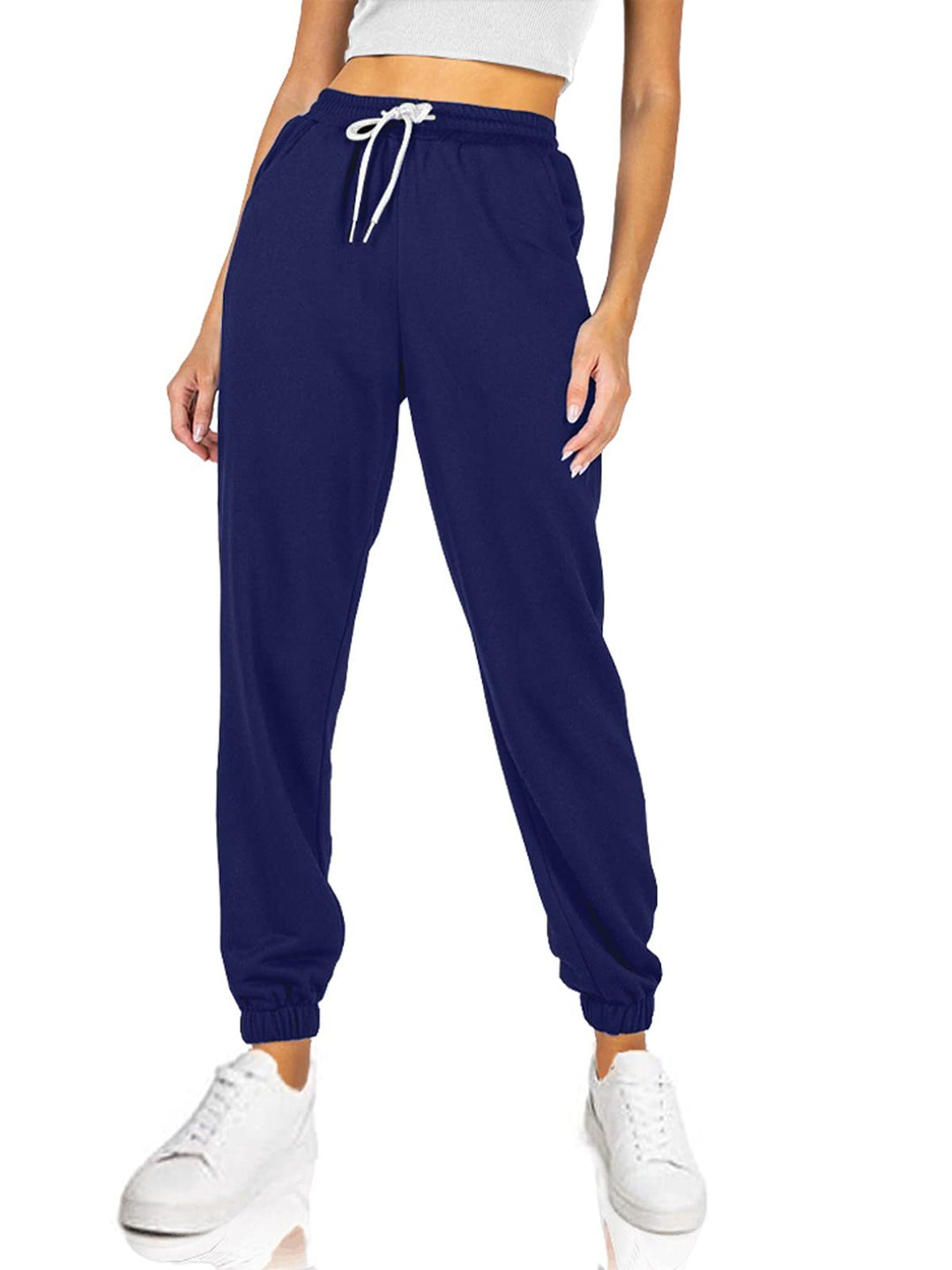 Damen bequeme Sweatpants mit elastischem Bund und Taschen Drune