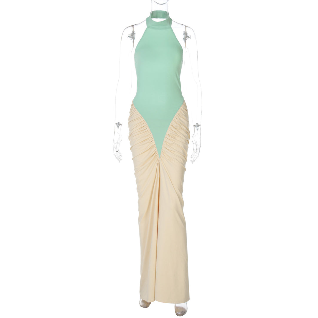 Damen Elegantes Kleid mit hochgeschlossenem Design und kunstvollen Drapierungen Drune