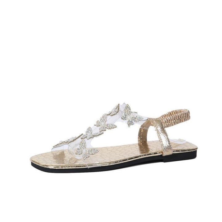 Damen Elegante Sandalen mit funkelnden Schmetterlingsapplikationen Drune