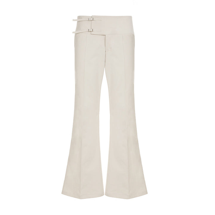 Damen High‑Waist Schlaghose aus Baumwollmix mit Elastikbund, Tunnelzug und aufgesetzten Taschen Drune