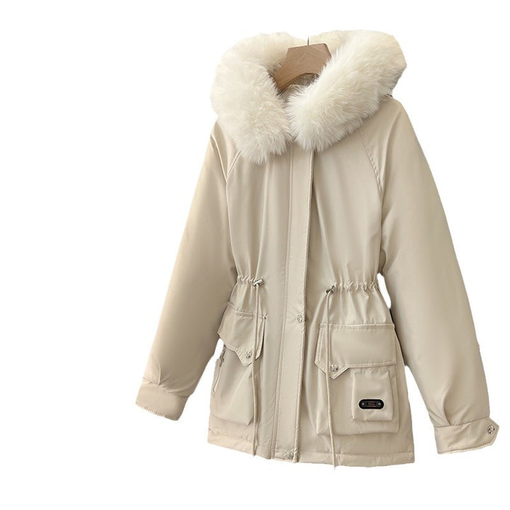 Damen Multifunktionale Winterjacke mit abnehmbarem Kunstfellkragen und regulierbarem Taillenzug Drune
