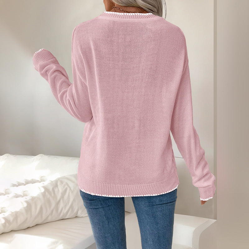 Damen Bequemer Pullover mit Schleifenmuster Drune