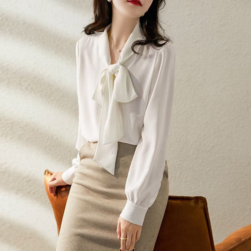 Damen Elegante Schleifenbluse Drune